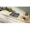 Įmontuojama dujinė kaitlentė Bosch PCH6A5I90 — 60 cm, nerūdijantis plienas, 4 dujinės zonos + 1 wok degiklis, Flame Select, ketaus grotelės