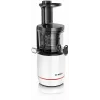 Lėtoji sulčiaspaudė Bosch MESM500W — 150 W variklis, 1 L sulčių talpykla, kompaktiška 152×152×427 mm, balta/juoda