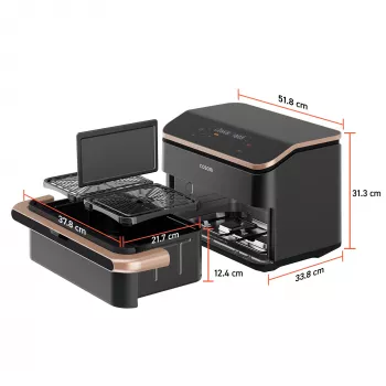 Cosori Dual Blaze Twinfry Chef Edition Dviguba 10 L atskirai stovinti 2800 W karšto oro gruzdintuvė Tamsiai pilka, Rožinis auksas