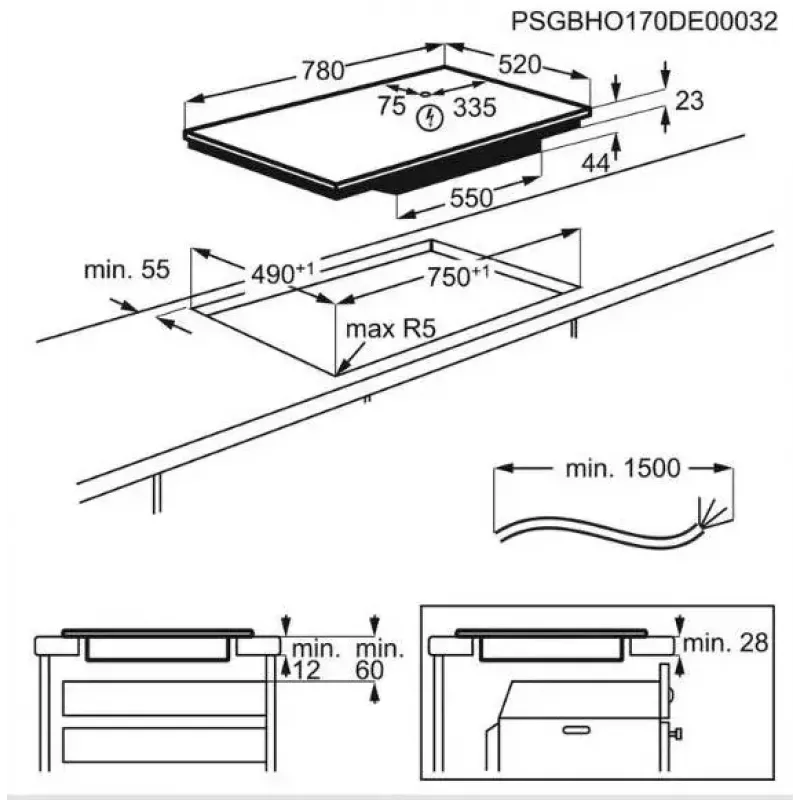 Elektrinė kaitlentė Electrolux EIV83443BW balta, įmontuojama, indukcinė, 4 zonos