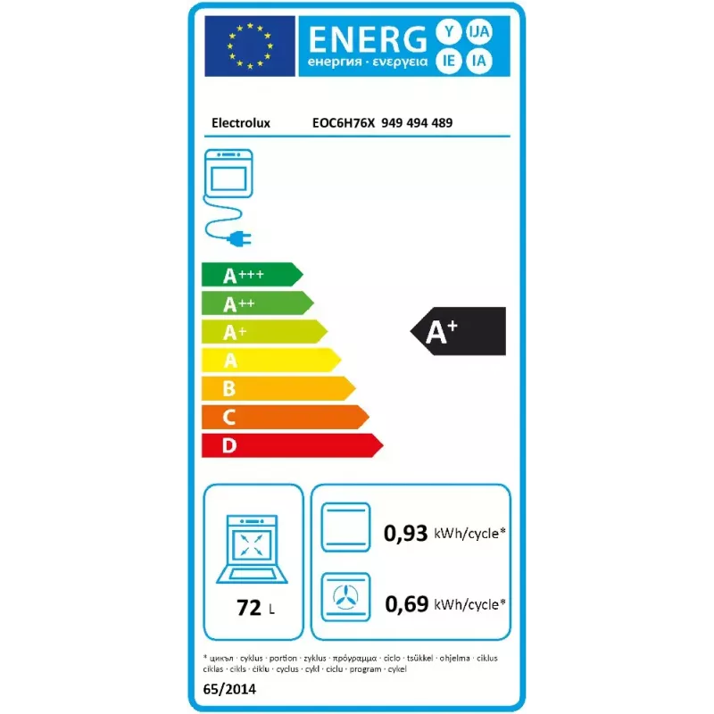 Įmontuojama elektrinė orkaitė Electrolux EOC6H76X — 72 L, konvekcija, grilis, garai, skaitmeninis laikmatis