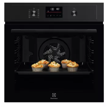 Įmontuojama elektrinė orkaitė Electrolux EOD4P57H — 72 l, pirolizinis savaiminis išsivalymas, garai ir konvekcija, grilis 2300 W, juoda
