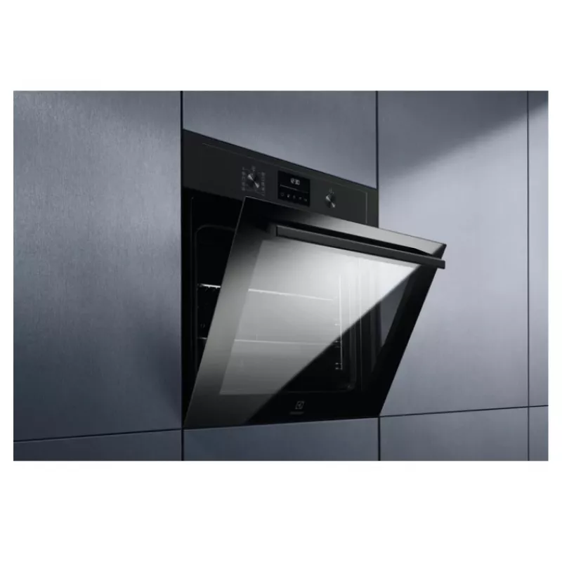 Įmontuojama elektrinė orkaitė Electrolux EOD4P57H — 72 l, pirolizinis savaiminis išsivalymas, garai ir konvekcija, grilis 2300 W, juoda