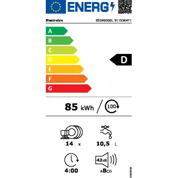 Įmontuojama indaplovė Electrolux EEG48300L – 14 vietų komplektų, 42 dB, 60 cm
