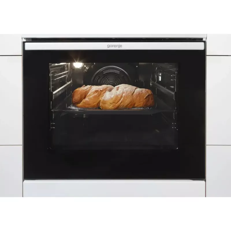 Laisvai pastatoma viryklė Gorenje GECS5C70WA Elektrinė kaitlentė su ritiniais, 4 zonos, balta, orkaitė 70 l, sukamieji valdikliai, LED ekranas