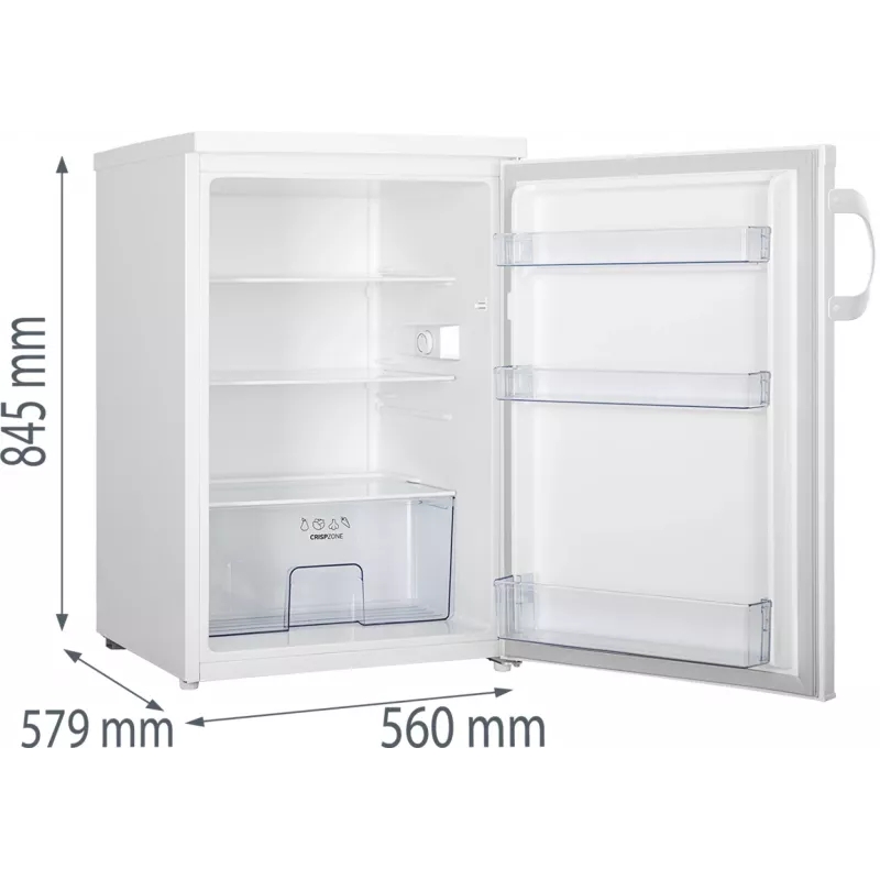 Laisvai pastatomas šaldytuvas Gorenje R492PW — 133 L, baltas, keičiamos durys, LED apšvietimas, sukamoji rankenėlė