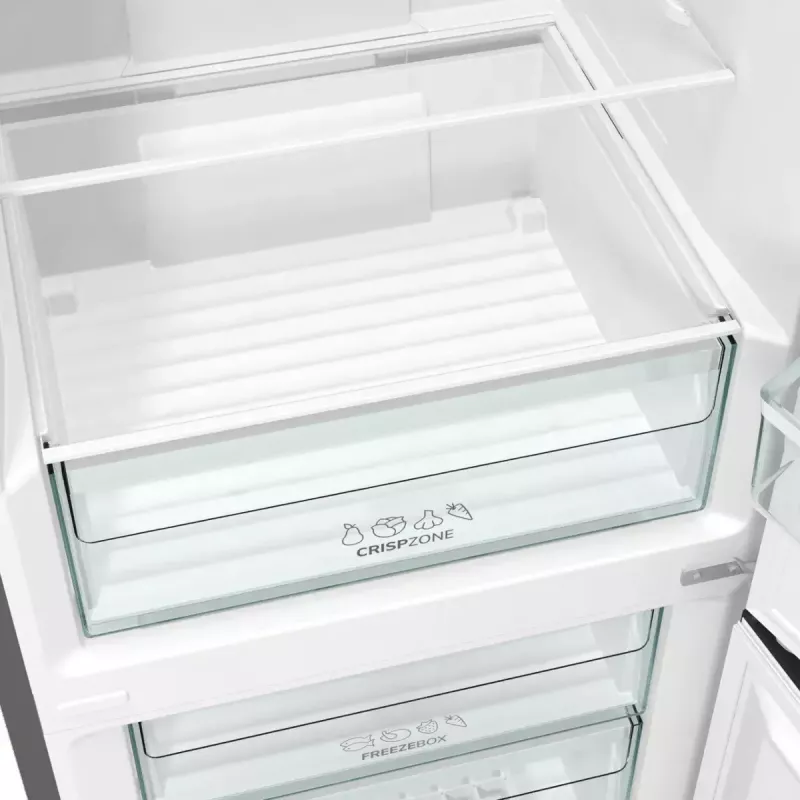 Laisvai pastatomas šaldytuvas-šaldiklis Gorenje NRK6202EXL4, bendras 331 L (šaldytuvas 235 L / šaldiklis 96 L), nerūdijantis plienas, LED ekranas