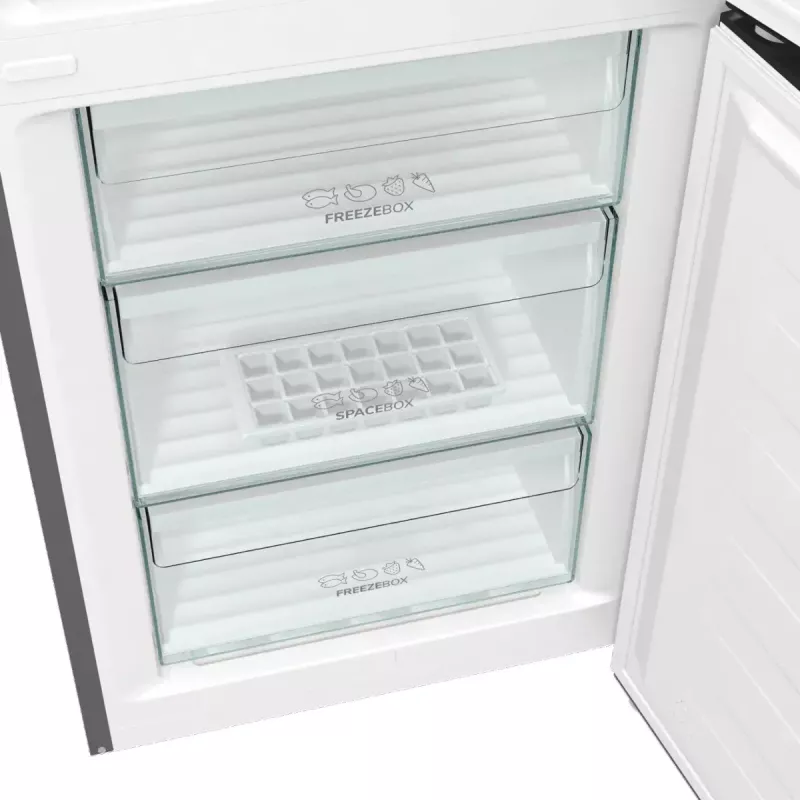 Laisvai pastatomas šaldytuvas-šaldiklis Gorenje NRK6202EXL4, bendras 331 L (šaldytuvas 235 L / šaldiklis 96 L), nerūdijantis plienas, LED ekranas