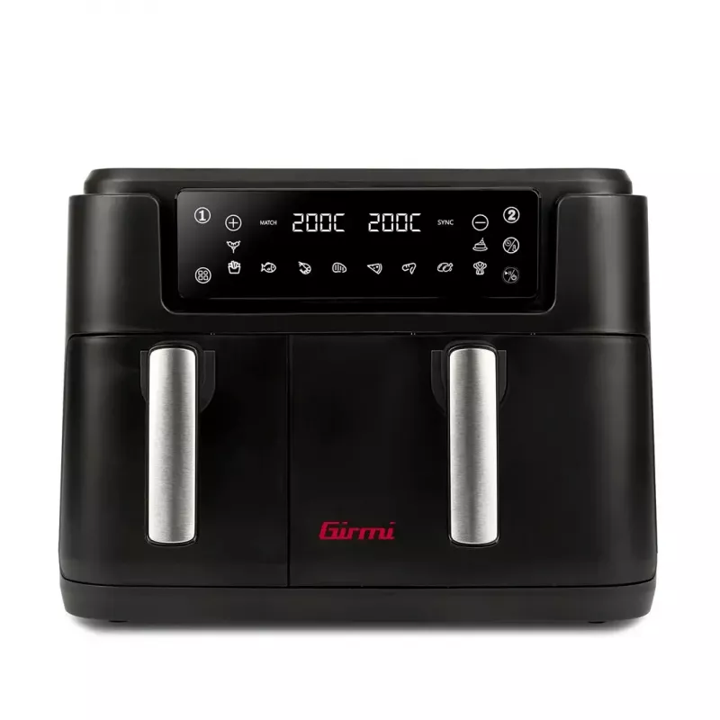 Karšto oro gruzdintuvė Girmi FG26, stalinė gruzdintuvė su dviem krepšeliais, 9 l bendros talpos (5,5 l + 3,5 l), 2400 W, 10 programų, iki 200 °C