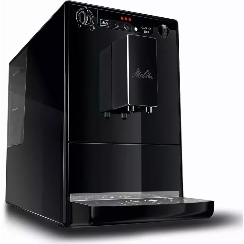 Espreso kavos aparatas MELITTA Caffeo Solo — visiškai automatinis, 1,2 l vandens talpa, integruota malūnėlis, 15 barų, 120 g pupelių talpykla, juodas