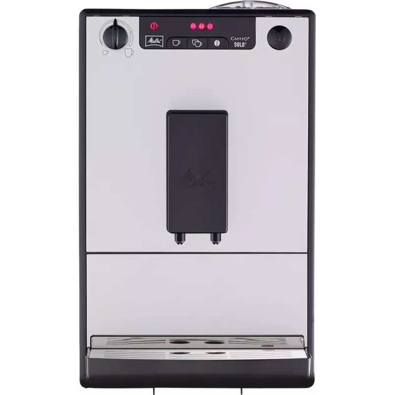 Espreso aparatas MELITTA SOLO E950-766, 1,2 L vandens bakelis, įmontuotas malūnėlis, 1400 W, sidabrinis