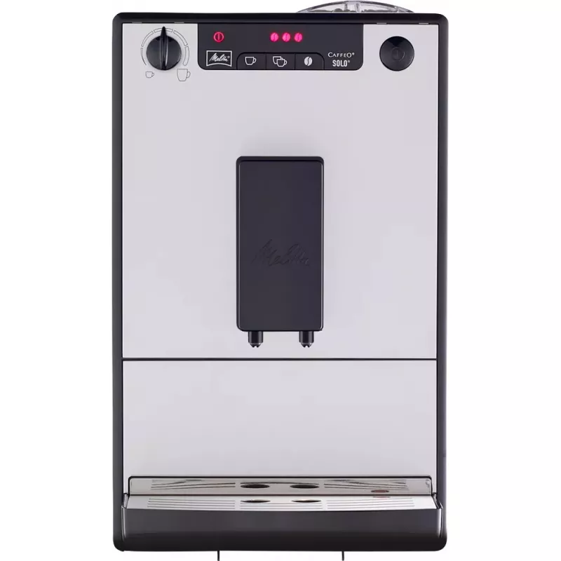 Espreso aparatas MELITTA SOLO E950-766, 1,2 L vandens bakelis, įmontuotas malūnėlis, 1400 W, sidabrinis
