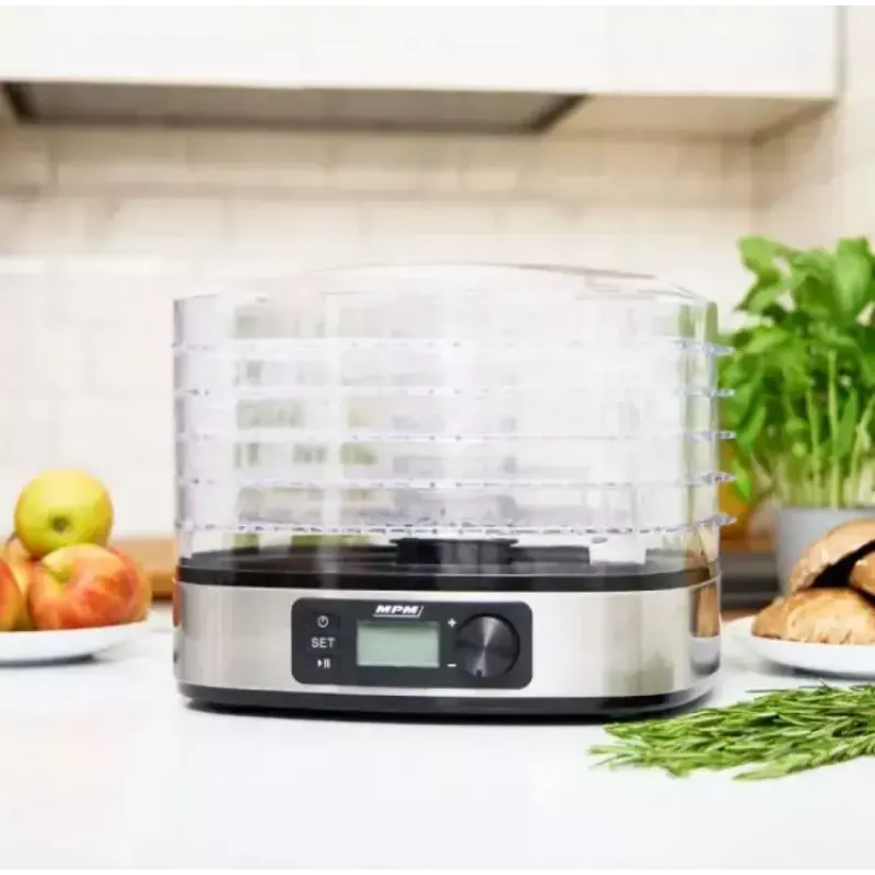 Maisto džiovyklė MPM MSG-12 dehidratorius, 6 padėklai, 380 W, 35–75 °C, 0,5–36 h laikmatis, nerūdijančio plieno korpusas