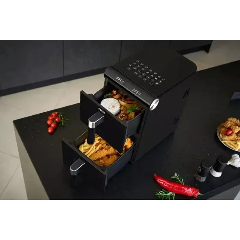 Elektrinė karšto oro gruzdintuvė NOVEEN AF5050, 11 l talpa, 1700 W, 13 programų, 50–200°C, skaitmeninis jutiklinis valdymas