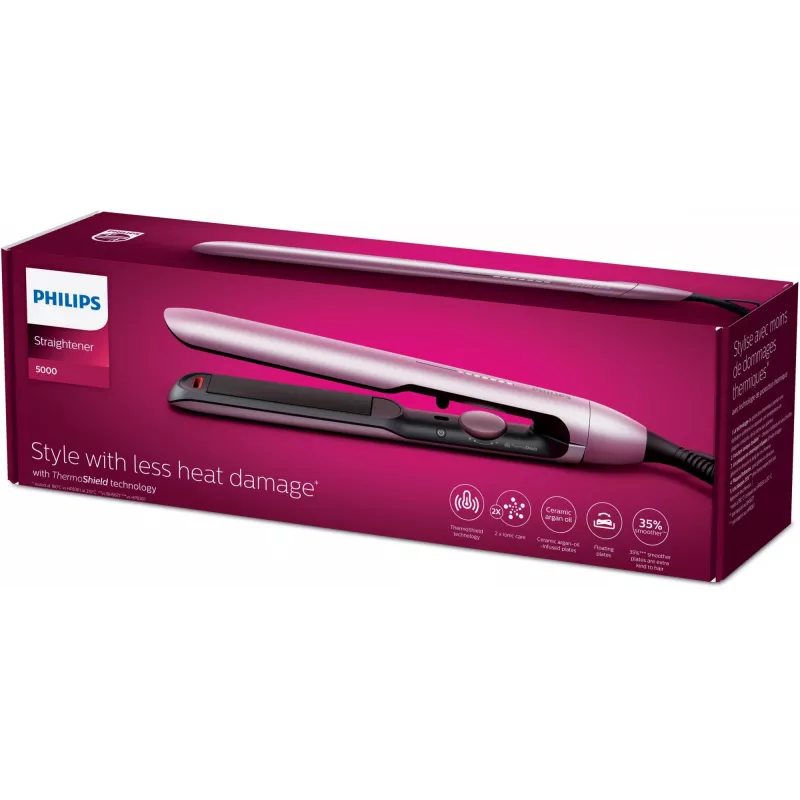 Tiesinimo lygintuvas Philips BHS530/00 – keraminės plokštelės 2,5 cm, 120–240 V, 12 šilumos lygių, 120–230 °C, joninė funkcija, 1,8 m pasukamas laidas