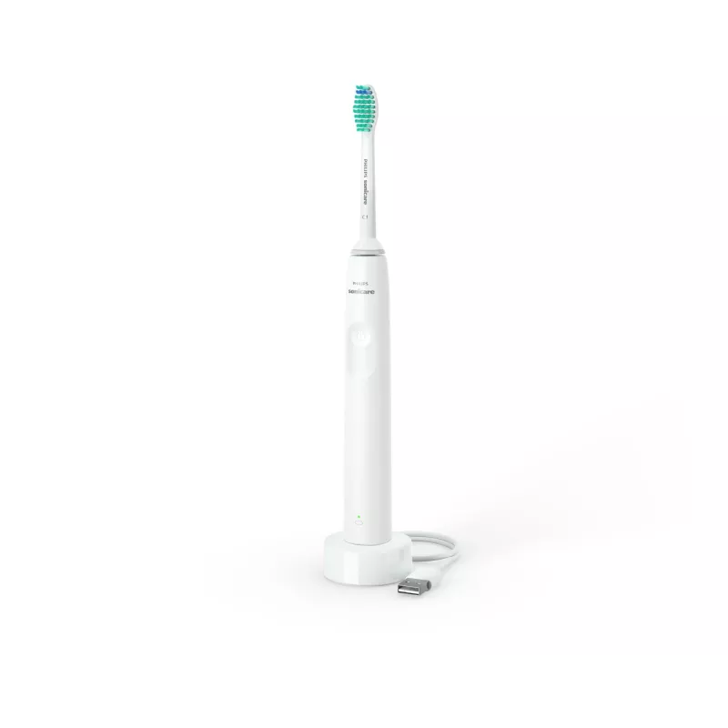 „Philips 2100“ serijos garsinis dantų šepetėlis HX3651/13 – įkraunamas garsinis dantų šepetėlis suaugusiesiems, 2 min. laikmatis, baltas, 1 šepetėlio galvutė