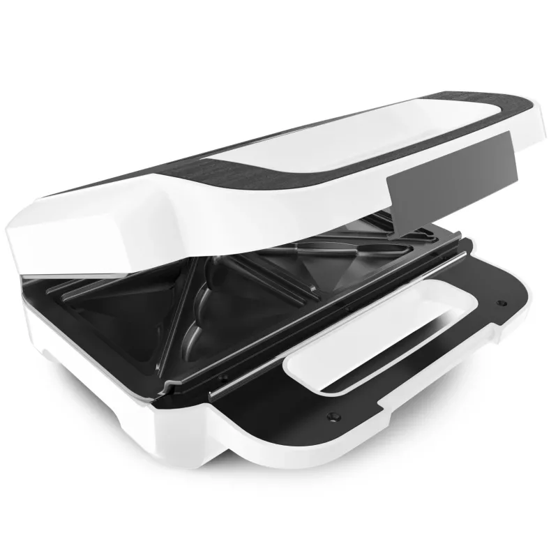 Sumuštinių keptuvas Tefal SW7011 — 850 W, nerūdijantis plienas ir balta, kompaktiškas 238×276×98 mm