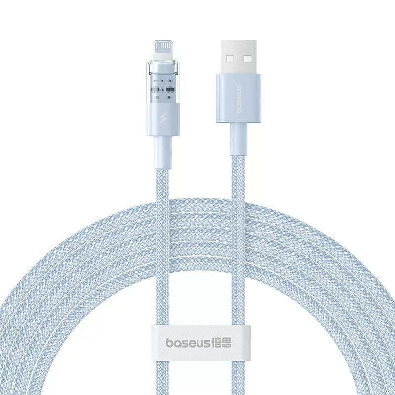 USB laidas Baseus Gem P10373003311-01 — 2 m, 2,4 A, Lightning į USB-A, nailono apvalkalas, mėlynas