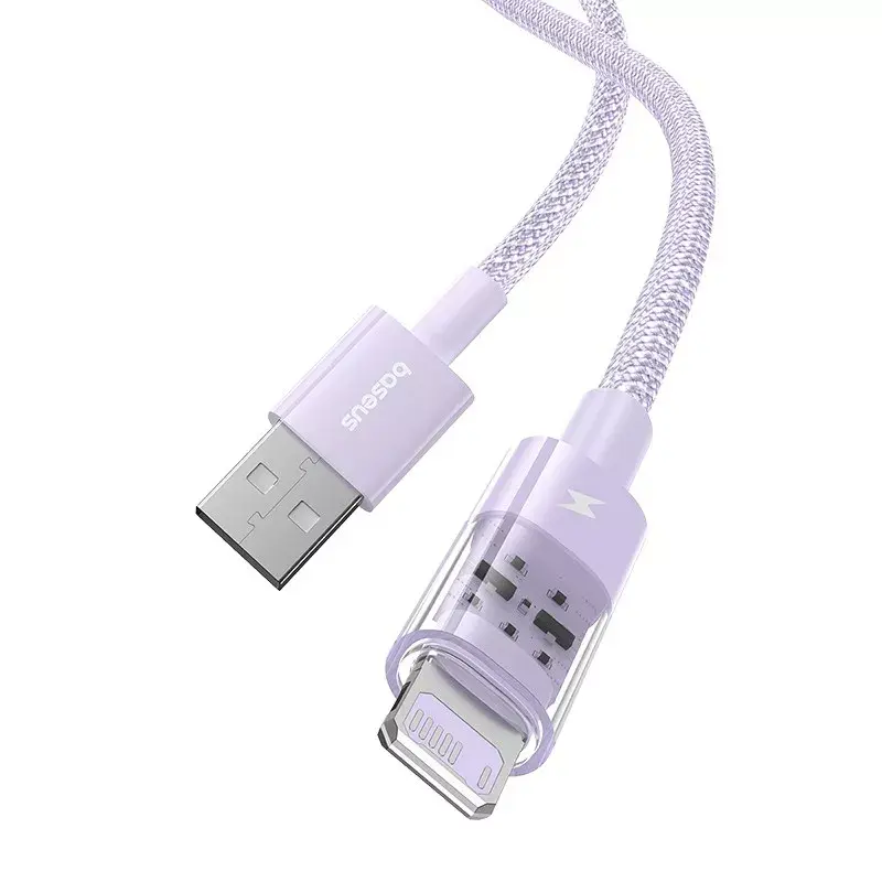 USB įkrovimo laidas Baseus Gem P10373003511-01 — 2 m, 2,4 A, USB-A į Lightning, violetinis