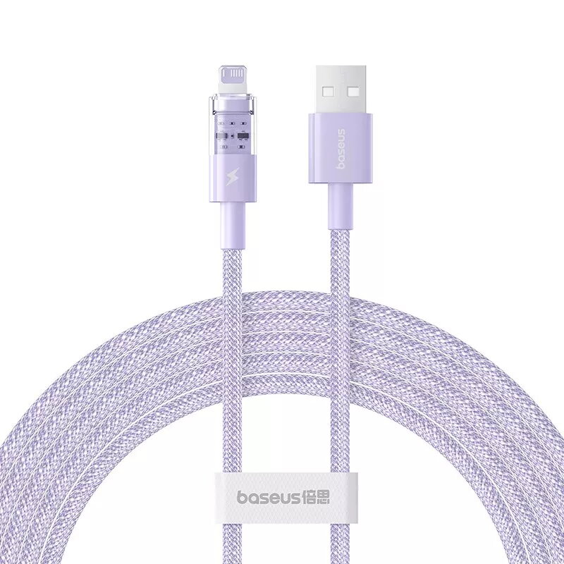 USB įkrovimo laidas Baseus Gem P10373003511-01 — 2 m, 2,4 A, USB-A į Lightning, violetinis
