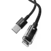 USB įkrovimo laidas Baseus Gem P10373003111-00, 1 m, 2,4 A, nailono apvalkalas, Lightning, USB-A, juoda