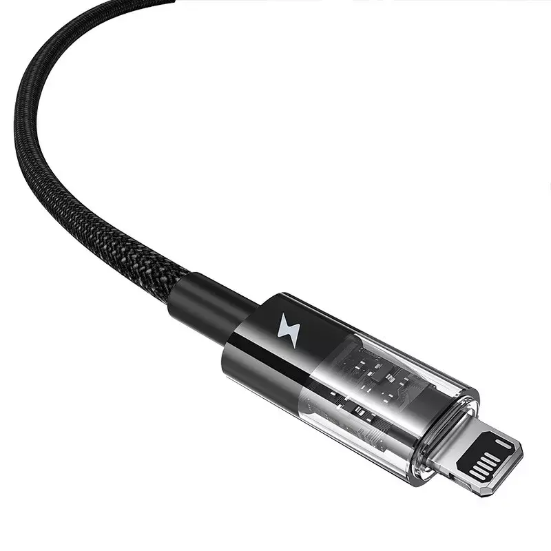 USB įkrovimo laidas Baseus Gem P10373003111-00, 1 m, 2,4 A, nailono apvalkalas, Lightning, USB-A, juoda