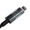 USB įkrovimo laidas Baseus Gem P10373003111-00, 1 m, 2,4 A, nailono apvalkalas, Lightning, USB-A, juoda
