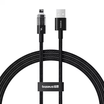 USB įkrovimo laidas Baseus Gem P10373003111-00, 1 m, 2,4 A, nailono apvalkalas, Lightning, USB-A, juoda