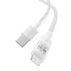 USB įkrovimo kabelis Baseus Gem P10373003211-00, 1 m, 2,4 A, Lightning/USB-A, baltas, nailono apvalkalas
