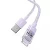 USB kabelis Baseus Gem P10373003511-00 — 1 m nailono, Lightning į USB-A, 2.4 A greitas įkrovimas, violetinis