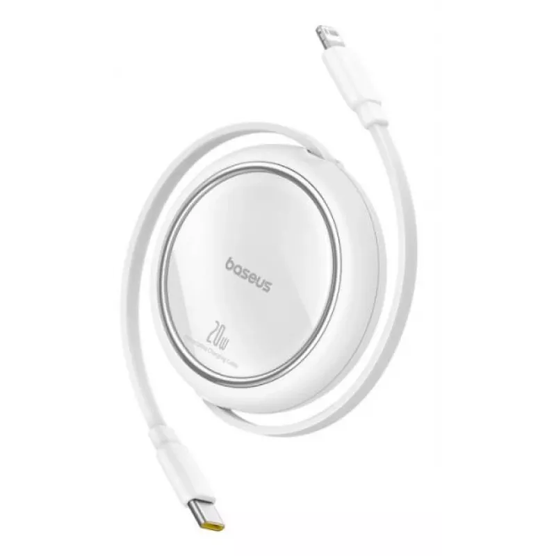 BASEUS Free2pull išplečiamas USB-C į IP Lightning greitojo įkrovimo laidas 1 m 20 W baltas