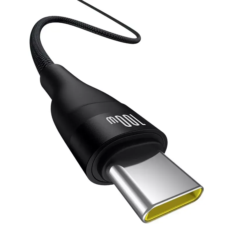 USB A į USB C laidas Baseus Flash 2 1 m 100 W juodas, USB PD, 480 Mbps, nailonas