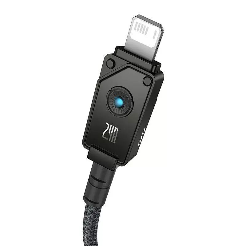 USB-A į Lightning laidas Baseus P10355802111-00 — 1 m, 5V/2.4A, USB PD, aramidinis pluoštas, juodas