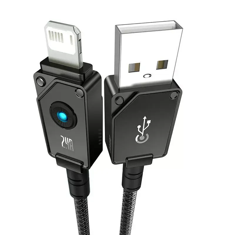 USB-A į Lightning laidas Baseus P10355802111-00 — 1 m, 5V/2.4A, USB PD, aramidinis pluoštas, juodas