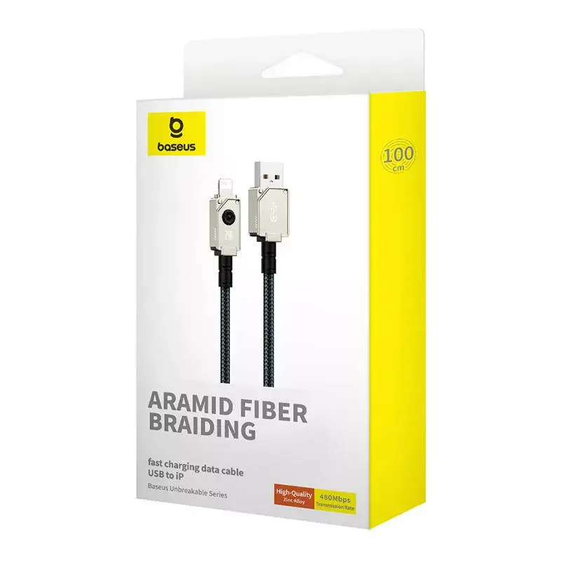 USB A – Lightning laidas Baseus 1 m 5 V 2.4 A baltas, USB PD, 480 Mbps