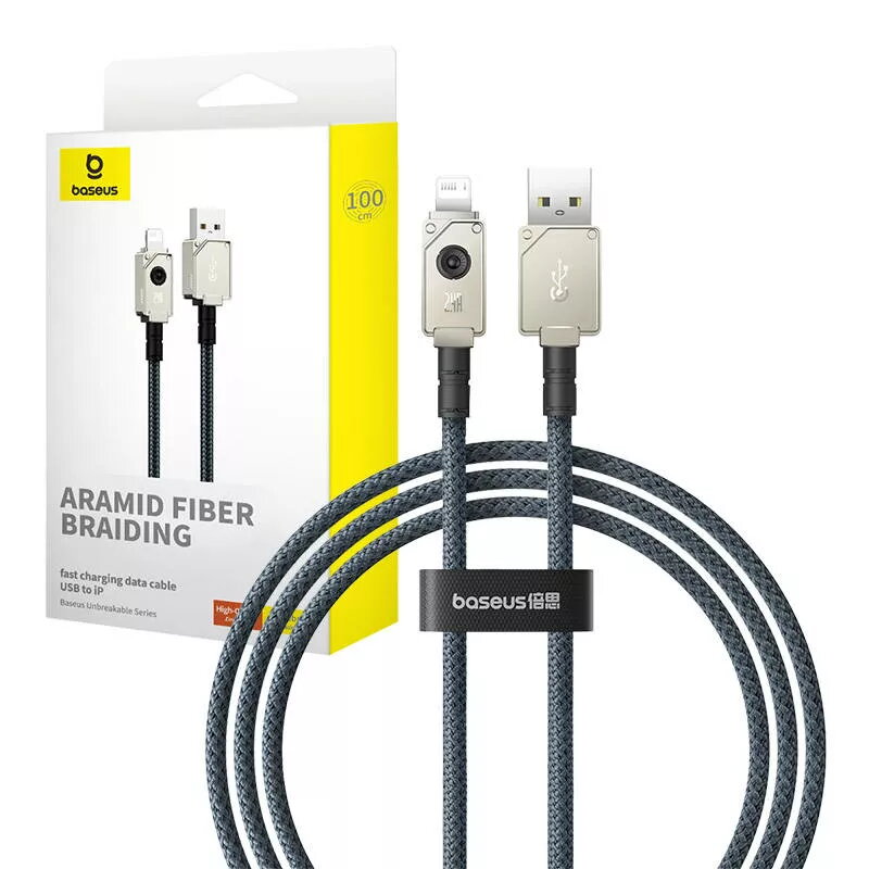 USB A – Lightning laidas Baseus 1 m 5 V 2.4 A baltas, USB PD, 480 Mbps