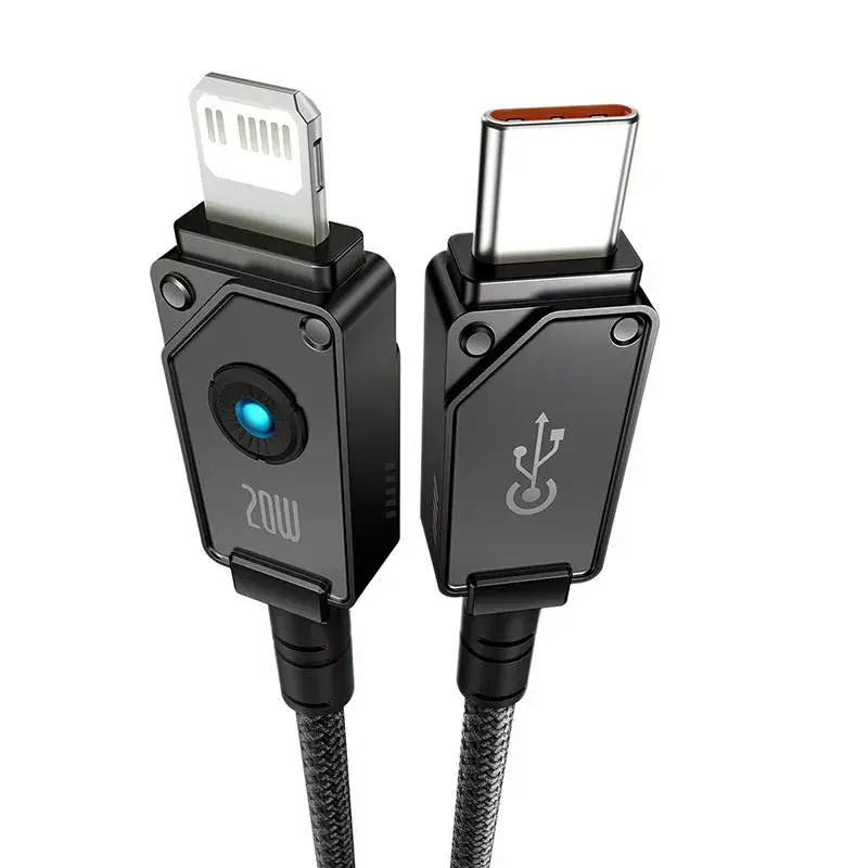 USB-C į Lightning laidas Baseus Unbreakable 1m 20W — Aramidinis pluoštas, 480 Mbit/s, juodas
