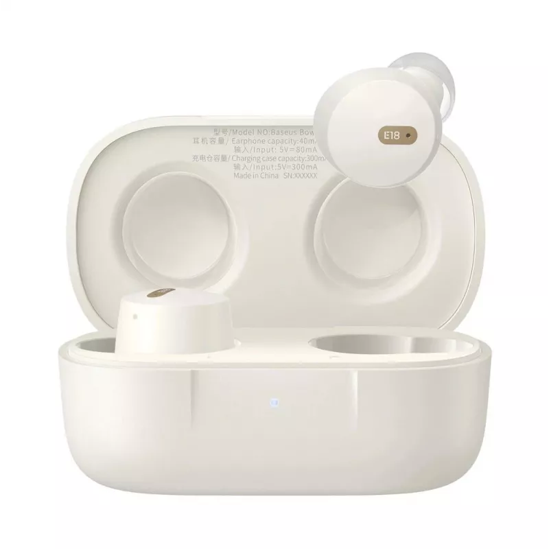 BASEUS visiškai belaidės ausinės - Bowie E18 - stereo (TWS) į ausis įdedamos skambučiams/muzikai - USB Type-C / Bluetooth - baltos