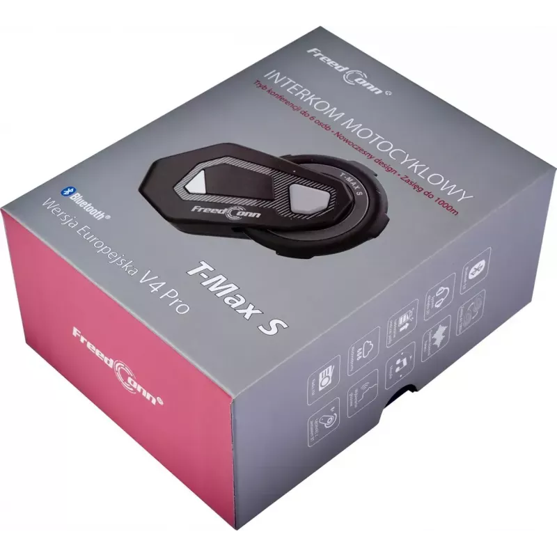 Ausinės FreedConn T-MAX S V4 PRO SINGLE — Bluetooth 5.1, domofonas iki 1000 m, FM radijas, 11 h pokalbių laiko, LiPo 500 mAh