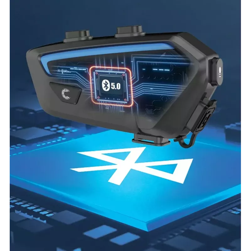 Motociklo domofono ausinės FreedConn FX juodos — „Bluetooth 5.0“, IP67, veikimo nuotolis 2000 m, 30 val. pokalbio laiko