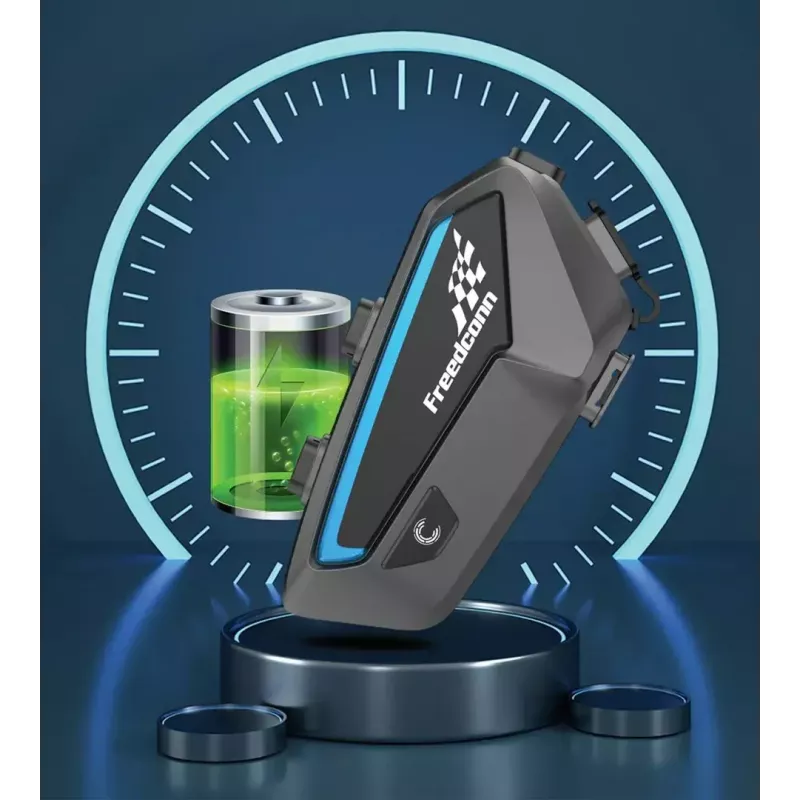 Motociklo domofono ausinės FreedConn FX juodos — „Bluetooth 5.0“, IP67, veikimo nuotolis 2000 m, 30 val. pokalbio laiko