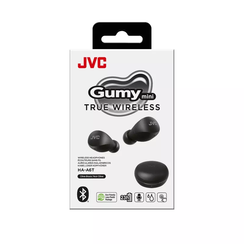 JVC Gumy Mini TWS juoda, True Wireless Stereo (TWS), 20 - 20000 Hz, skambučiams / muzikai, 7,6 g, ausinės, juoda