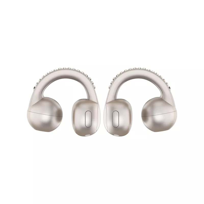 Ausinių komplektas Motorola Moto Buds Loop Bluetooth ant ausies užmaunamos binauralinės, Dolby Atmos, Bluetooth 5.0, ANC, 8 val. atkūrimo, įkrovimo dėklas 520 mAh, smėlinės spalvos