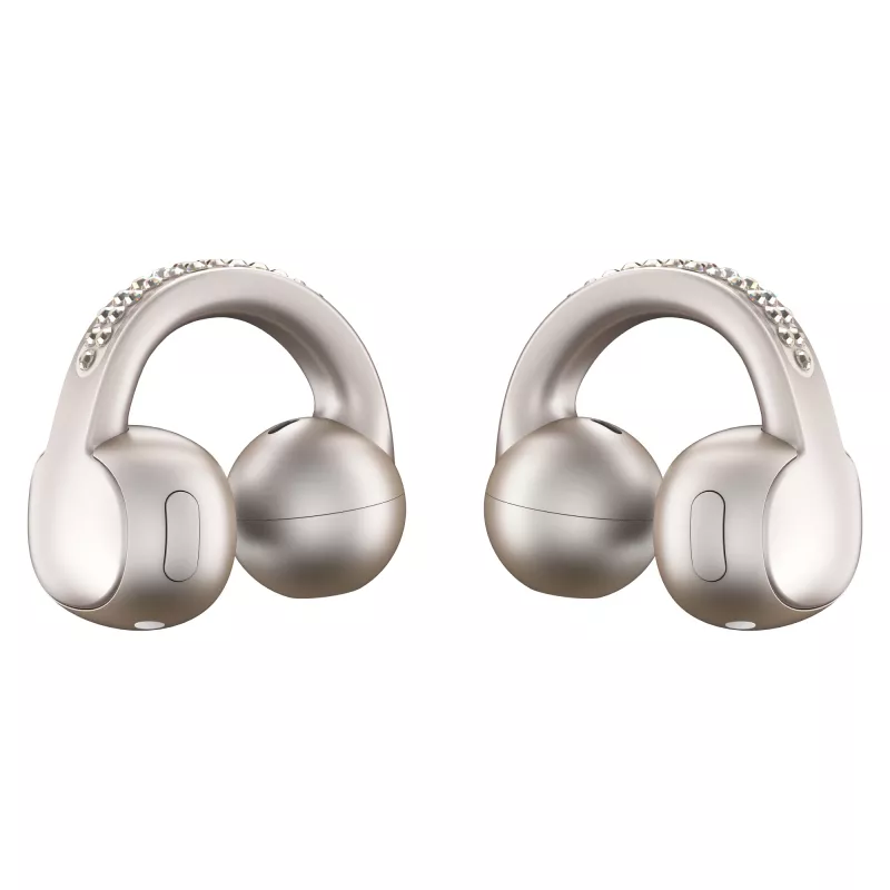 Ausinių komplektas Motorola Moto Buds Loop Bluetooth ant ausies užmaunamos binauralinės, Dolby Atmos, Bluetooth 5.0, ANC, 8 val. atkūrimo, įkrovimo dėklas 520 mAh, smėlinės spalvos
