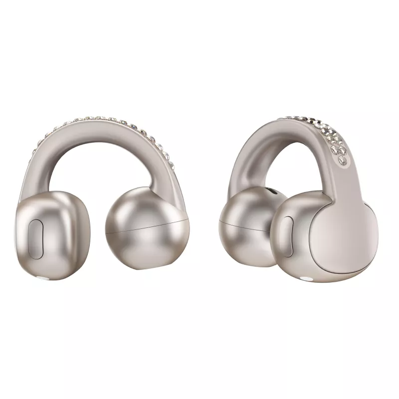 Ausinių komplektas Motorola Moto Buds Loop Bluetooth ant ausies užmaunamos binauralinės, Dolby Atmos, Bluetooth 5.0, ANC, 8 val. atkūrimo, įkrovimo dėklas 520 mAh, smėlinės spalvos