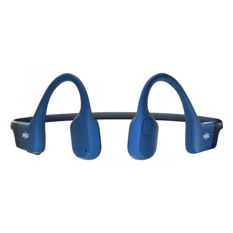 Belaidės ant kaklo nešiojamos sportinės ausinės Shokz OpenRun — kaulinio laidumo, Bluetooth, 20–20000 Hz, 33 m, mėlynos