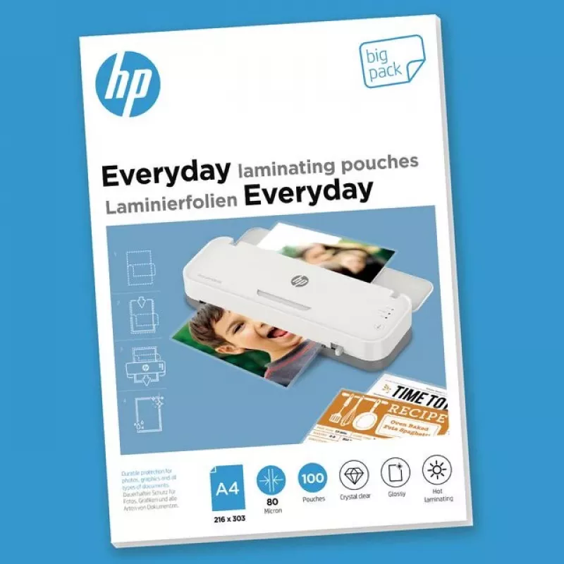 Laminavimo plėvelės HP 9154, A4 formatas, maks. storis 80 µm, pakuotėje 100 vnt.