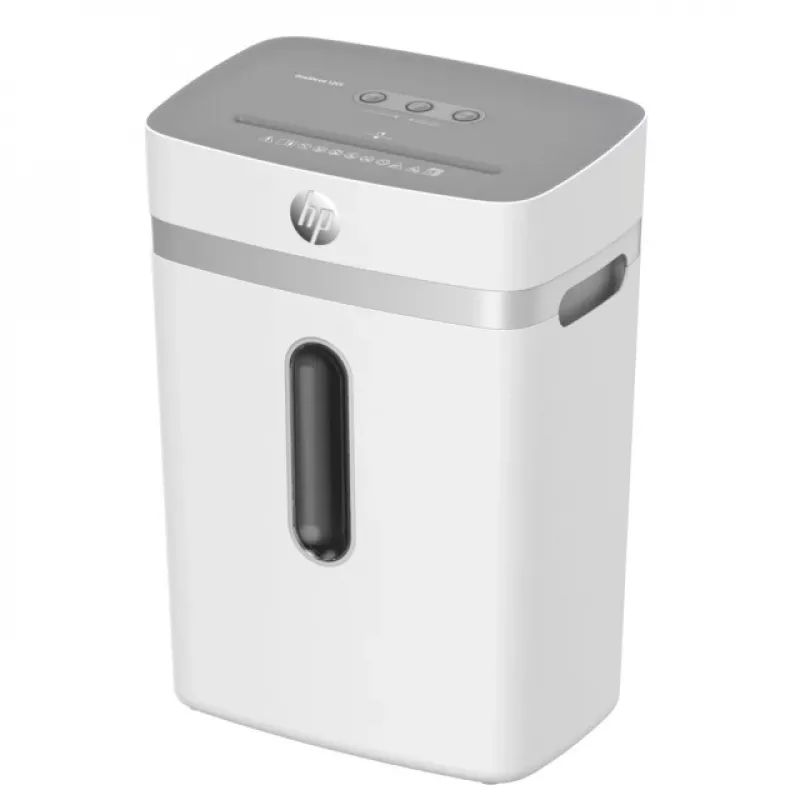 Popieriaus smulkintuvas HP OneShred 12CC dalelių pjovimo P-4 12 lapų talpa 22 cm plotis 23 L krepšys 4×35 mm 65 dB Balta