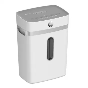 Popieriaus smulkintuvas HP OneShred 12CC dalelių pjovimo P-4 12 lapų talpa 22 cm plotis 23 L krepšys 4×35 mm 65 dB Balta
