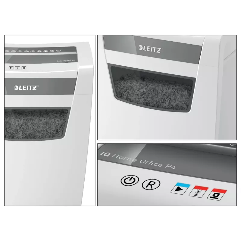 Leitz IQ namų biuro popieriaus smulkintuvas P4, dalelių pjovimas, 22 cm, 4 x 28 mm, 23 l, 225 lapai, 58 dB